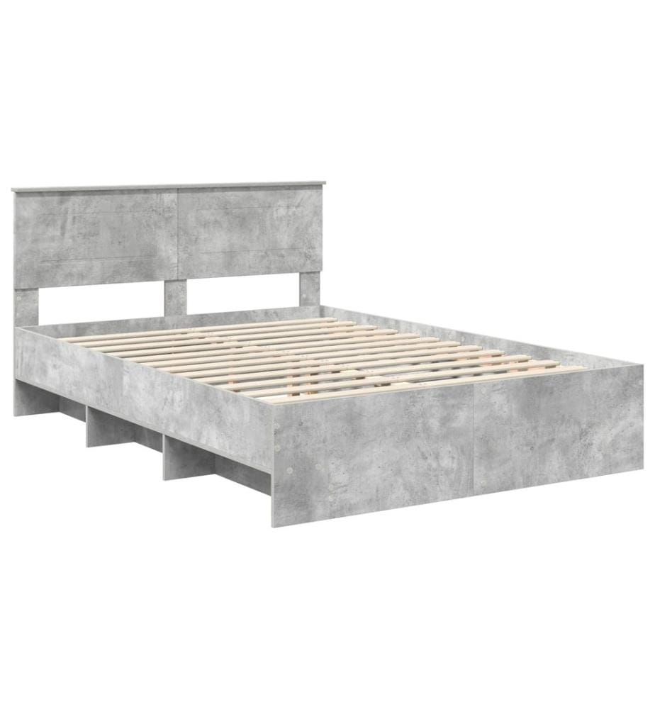 Cadre de lit Gris béton 140 x 200 cm Bois d'ingénierie
