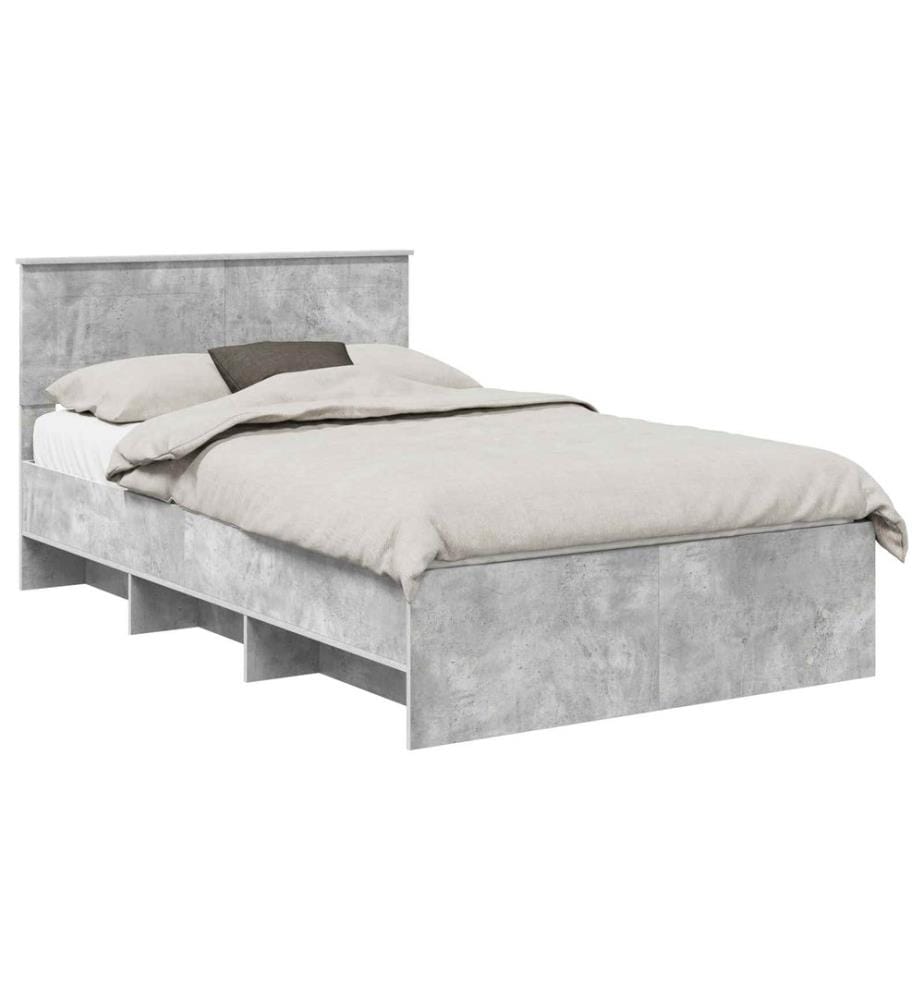 Cadre de lit Gris béton 137 x 203 cm Bois d'ingénierie