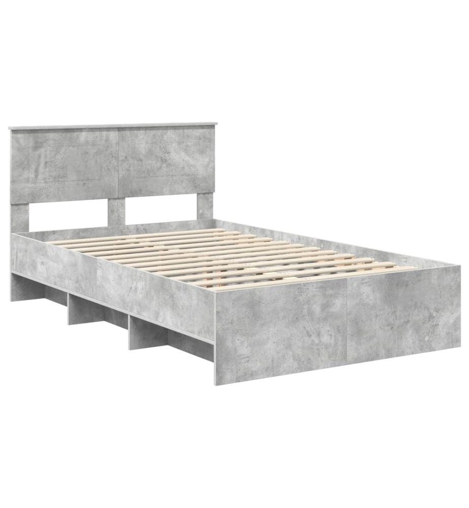 Cadre de lit Gris béton 137 x 203 cm Bois d'ingénierie
