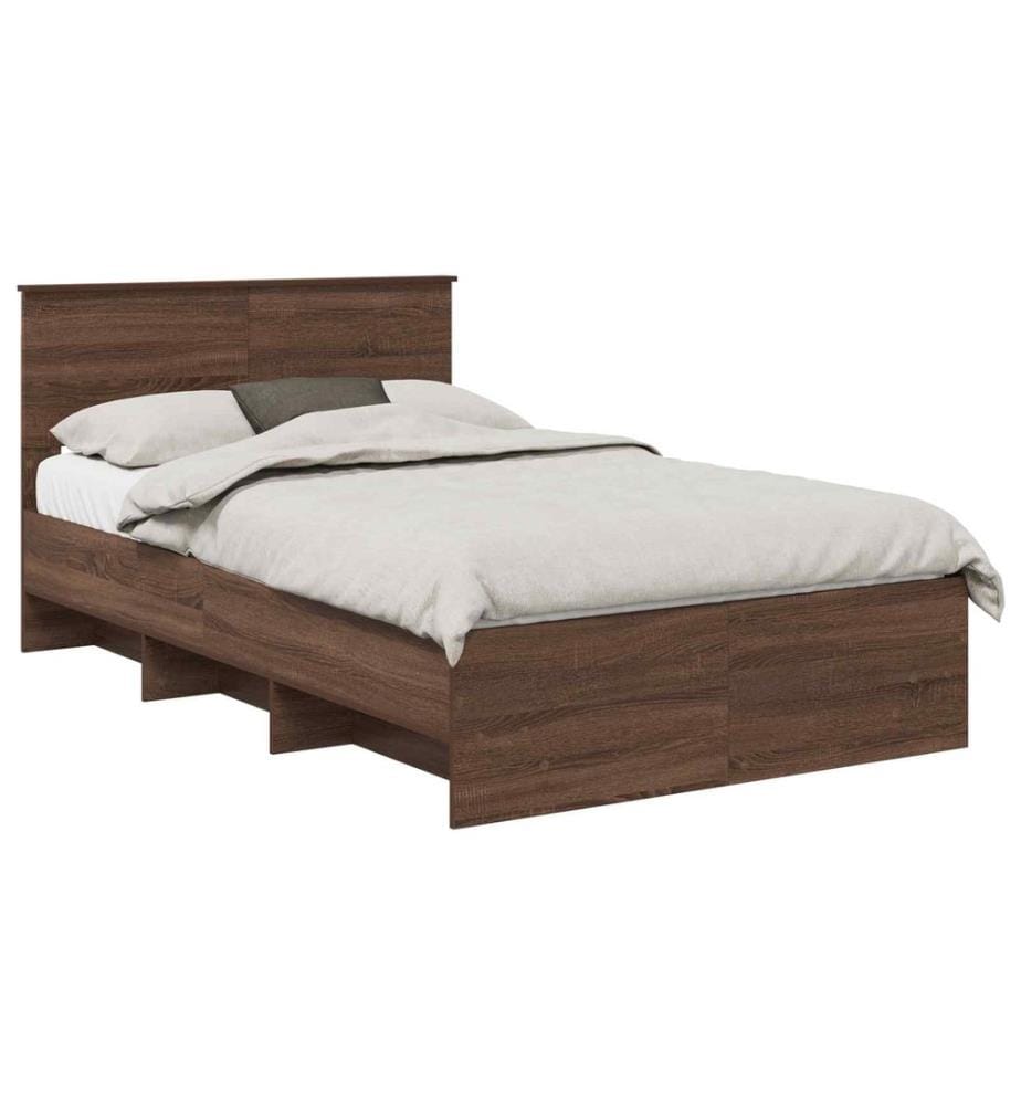 Cadre de lit Chêne brun 120 x 123 cm Bois d'ingénierie
