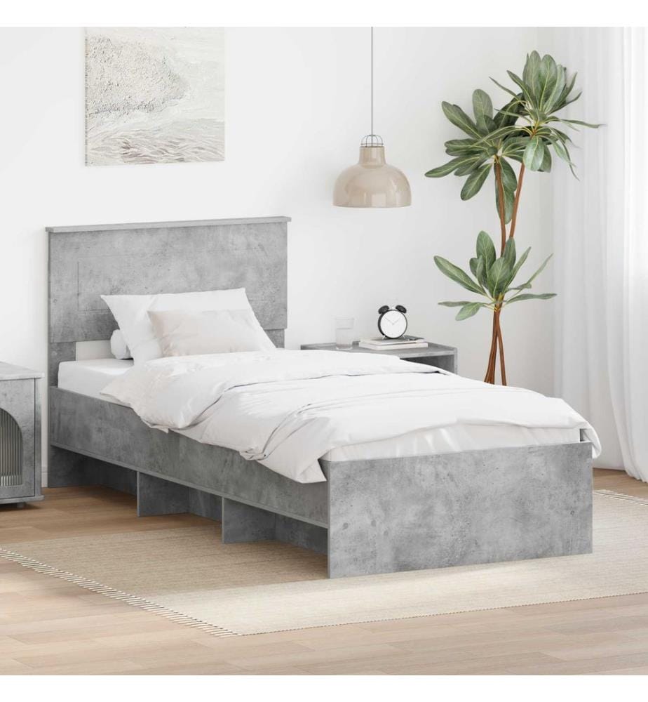 Cadre de lit Gris béton 80 x 200 cm Bois d'ingénierie