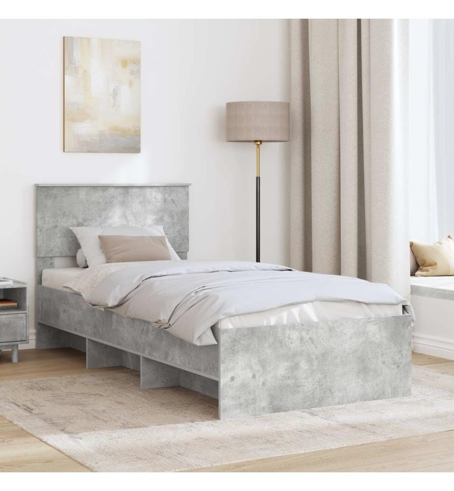 Cadre de lit Gris béton 80 x 200 cm Bois d'ingénierie