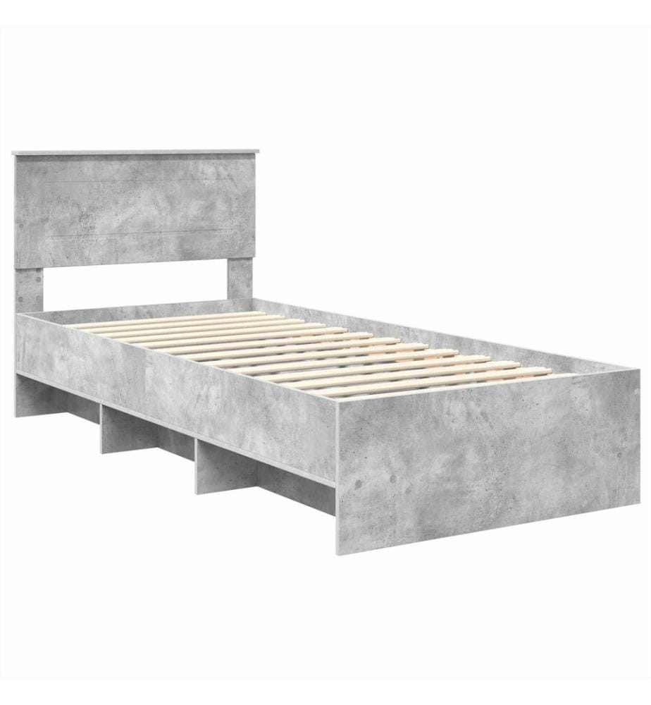 Cadre de lit Gris béton 80 x 200 cm Bois d'ingénierie