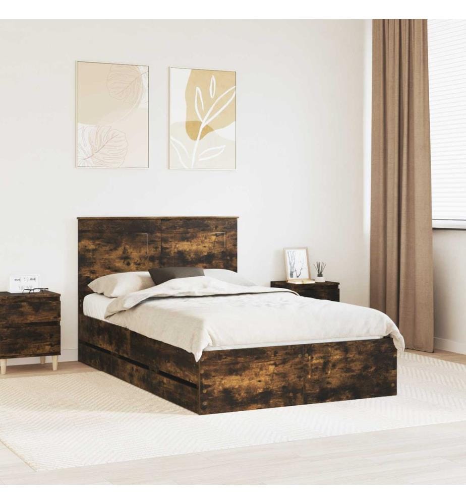 Cadre de lit Chêne fumé 120 x 190 cm Bois Ingénierie
