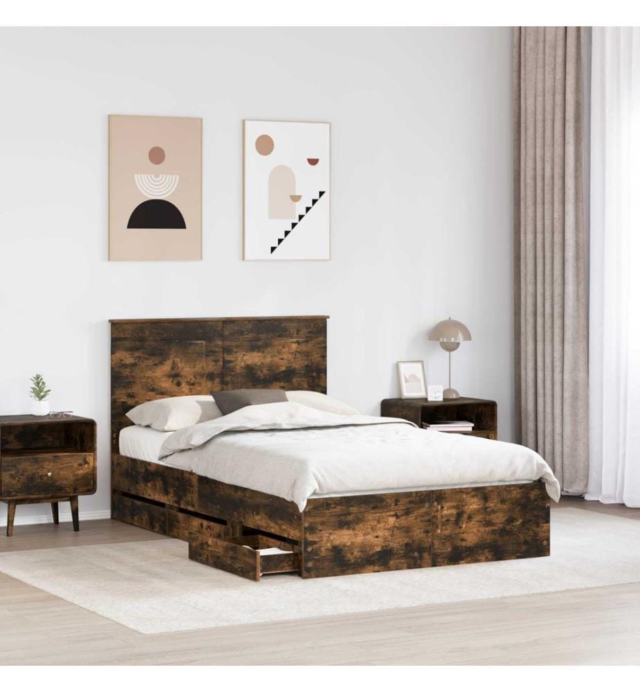 Cadre de lit Chêne fumé 120 x 190 cm Bois Ingénierie