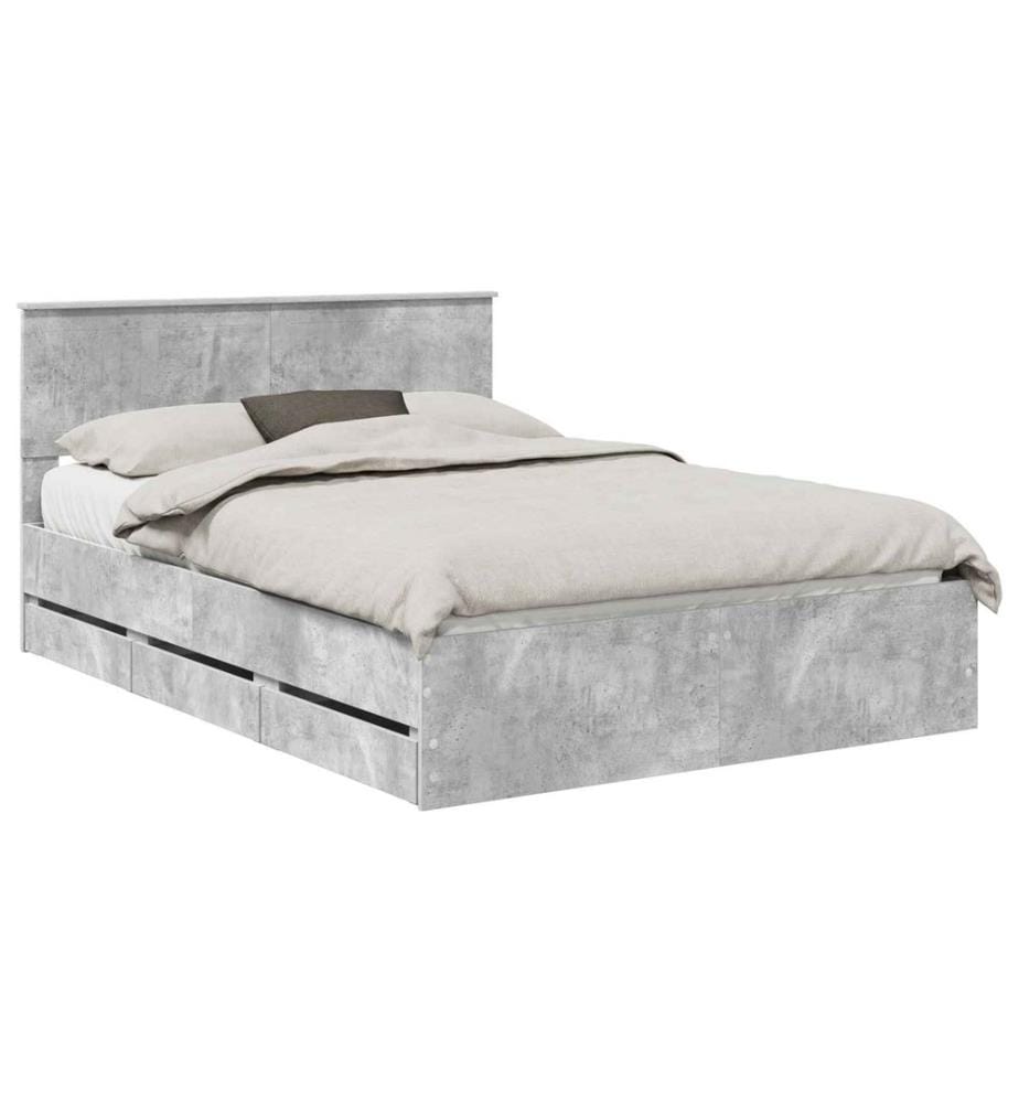 Cadre de lit Gris béton 140 x 190 cm Bois Ingénierie