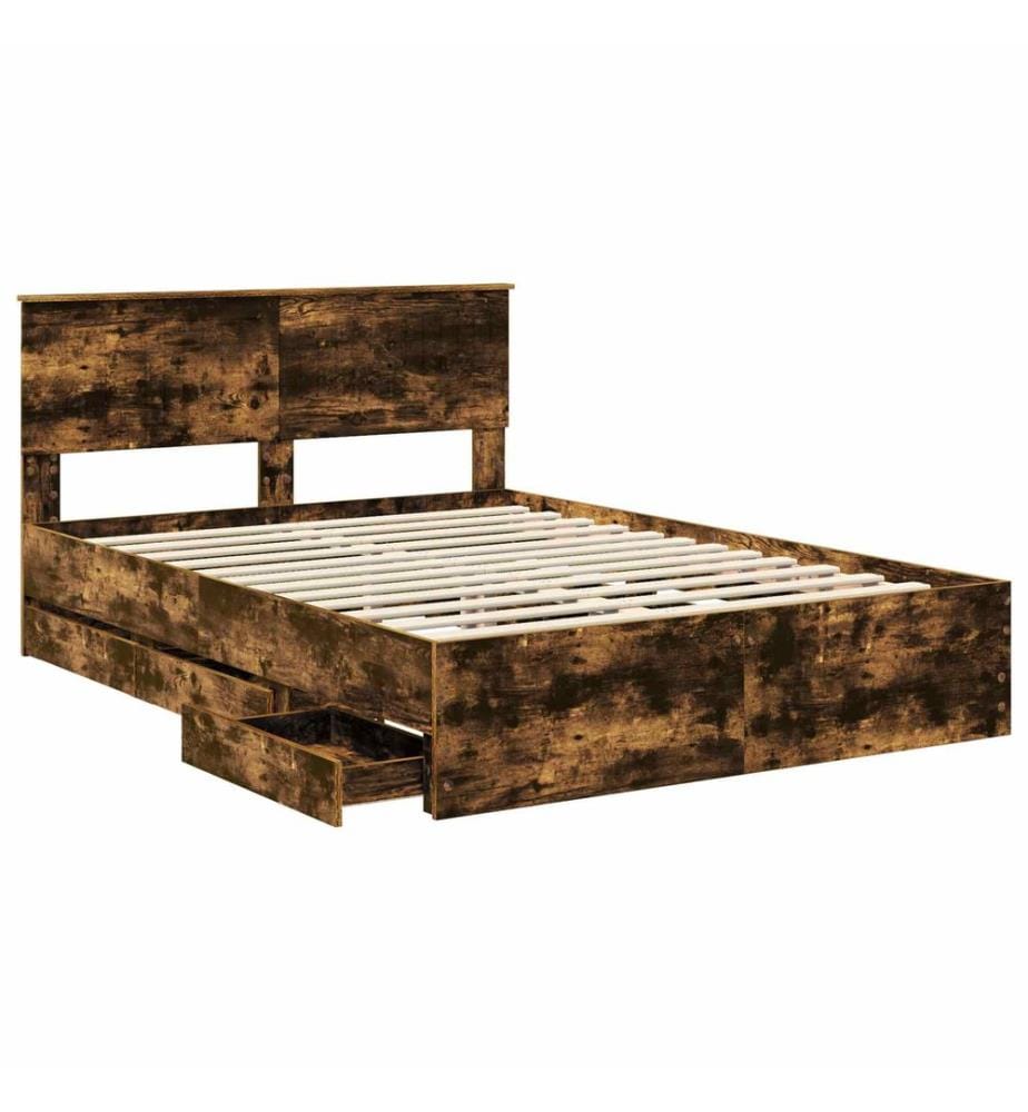 Cadre de lit Chêne fumé 140 x 190 cm Bois Ingénierie
