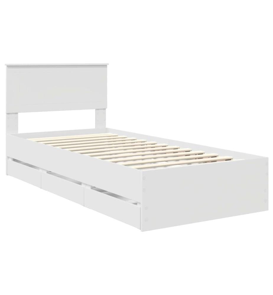 Bettrahmen mit Schubladen Weiss 90 x 200 cm Ingenieurs Holz