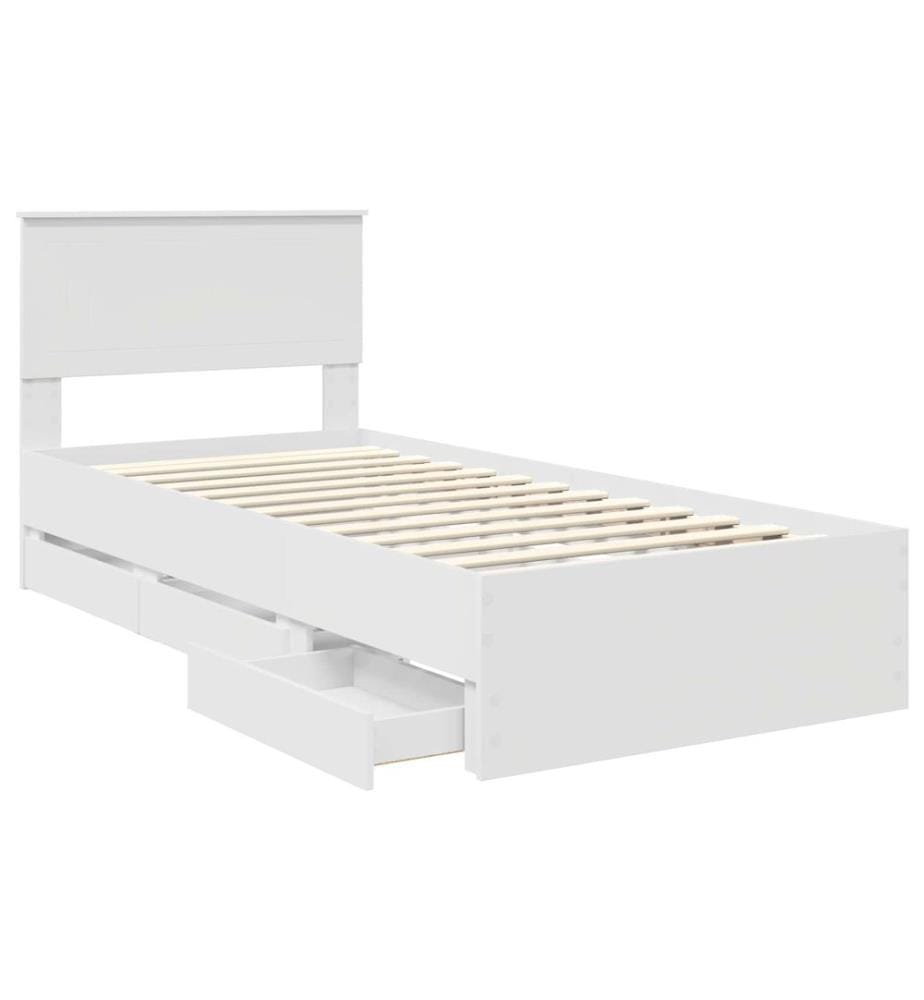 Bettrahmen mit Schubladen Weiss 90 x 200 cm Ingenieurs Holz
