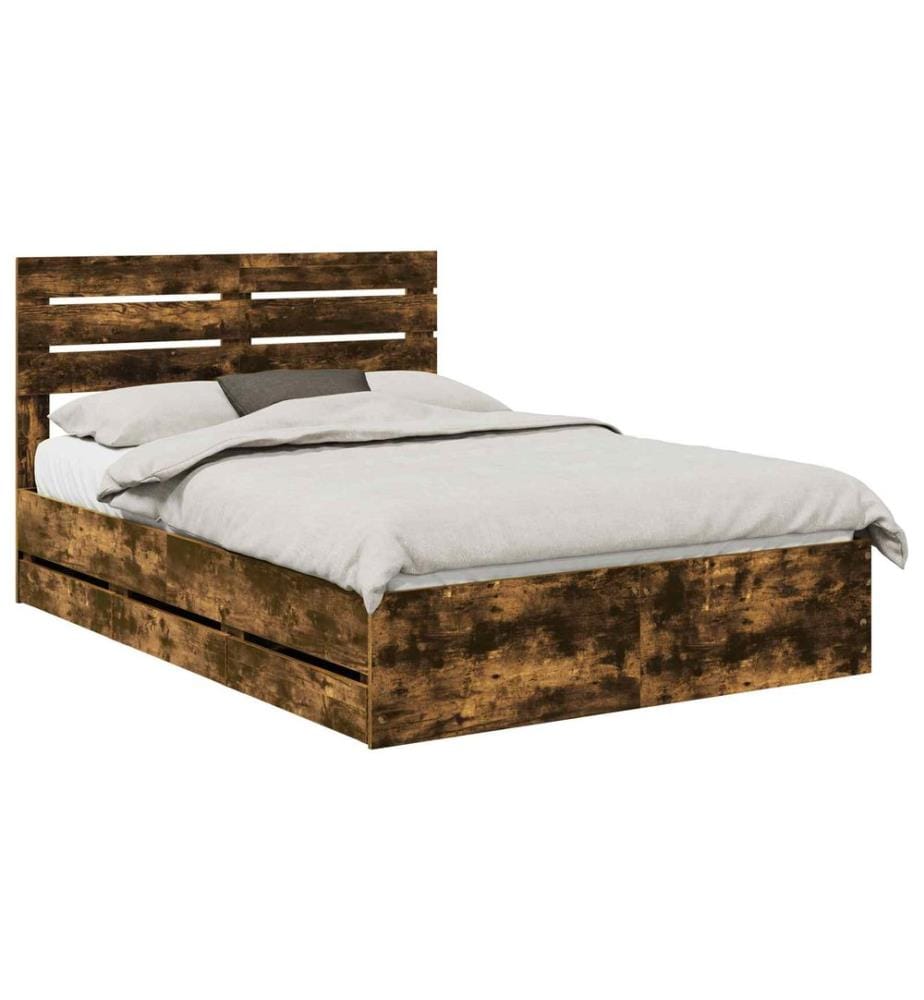Cadre de lit Chêne fumé 140 x 190 cm Bois Ingénierie
