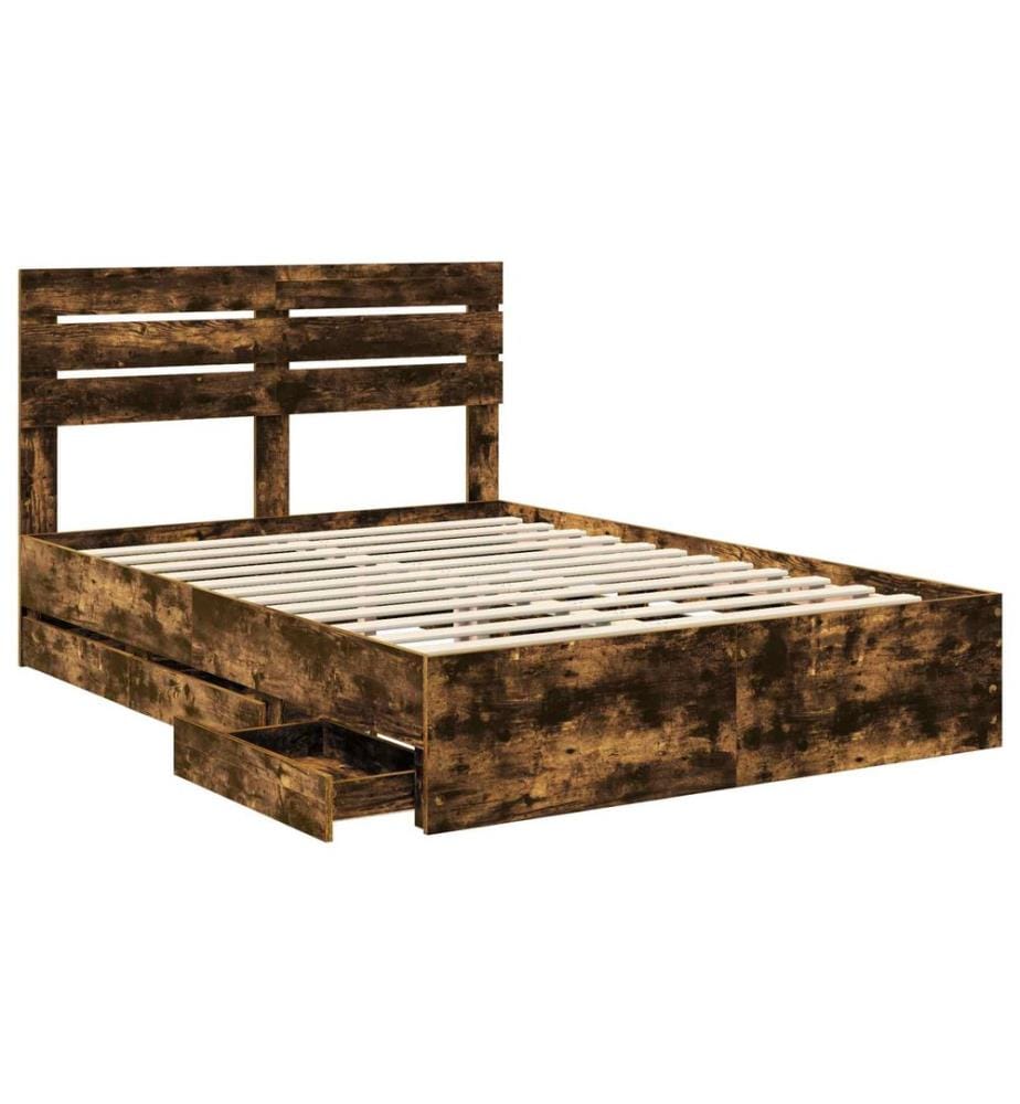 Cadre de lit Chêne fumé 140 x 190 cm Bois Ingénierie