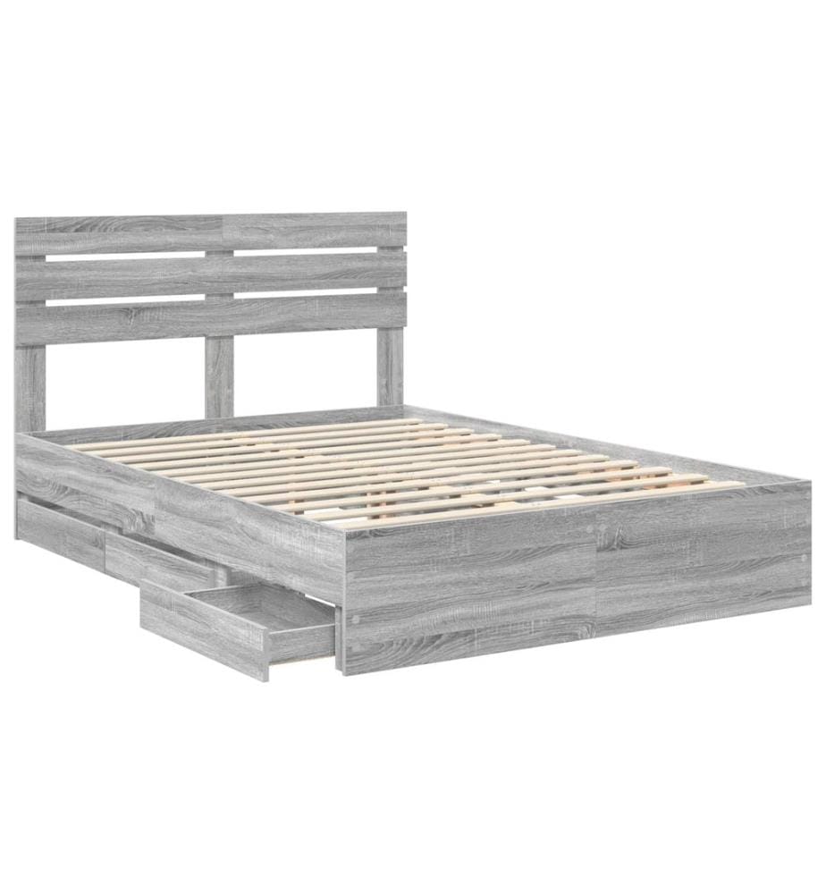 Cadre de lit Gris Sonoma 140 x 190 cm Bois Ingénierie