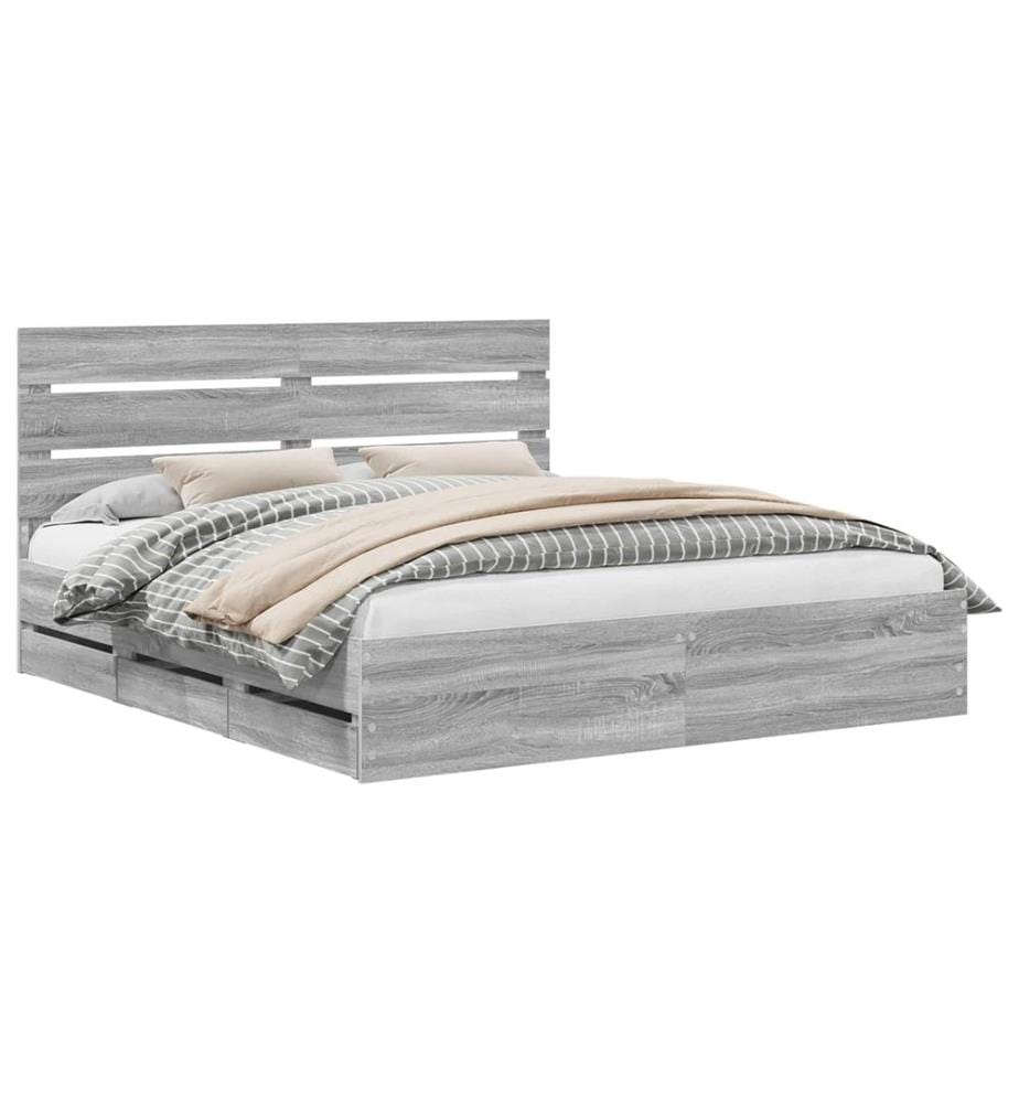Cadre de lit Gris Sonoma 200 x 200 cm Bois Ingénierie