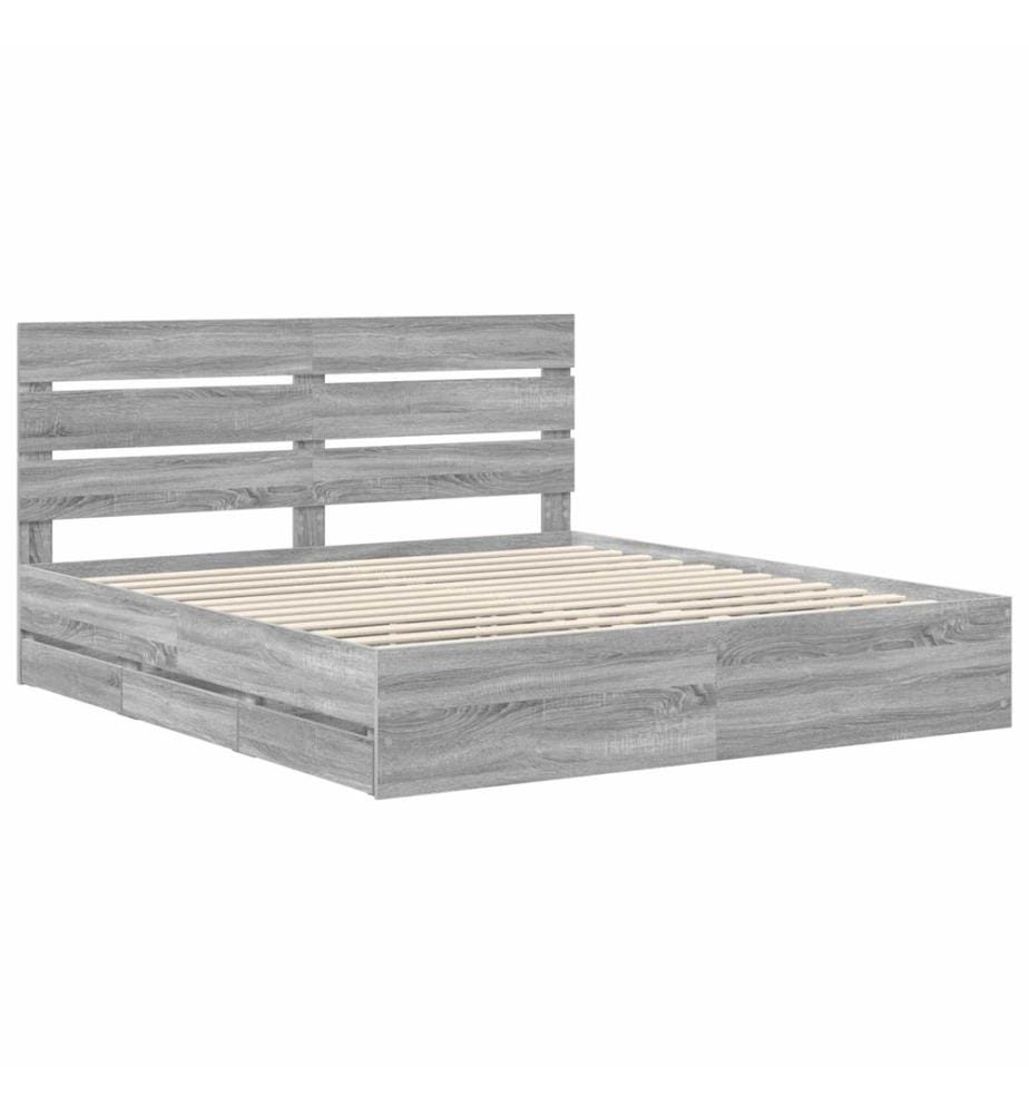 Cadre de lit Gris Sonoma 200 x 200 cm Bois Ingénierie