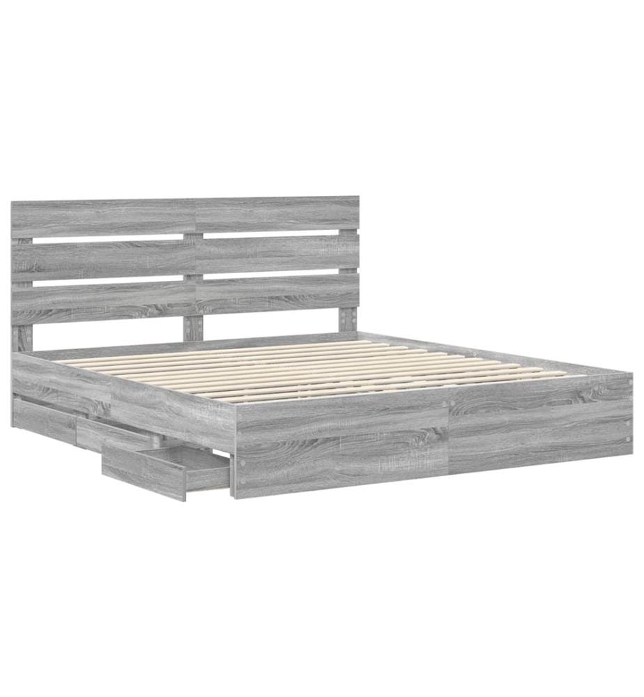 Cadre de lit Gris Sonoma 200 x 200 cm Bois Ingénierie