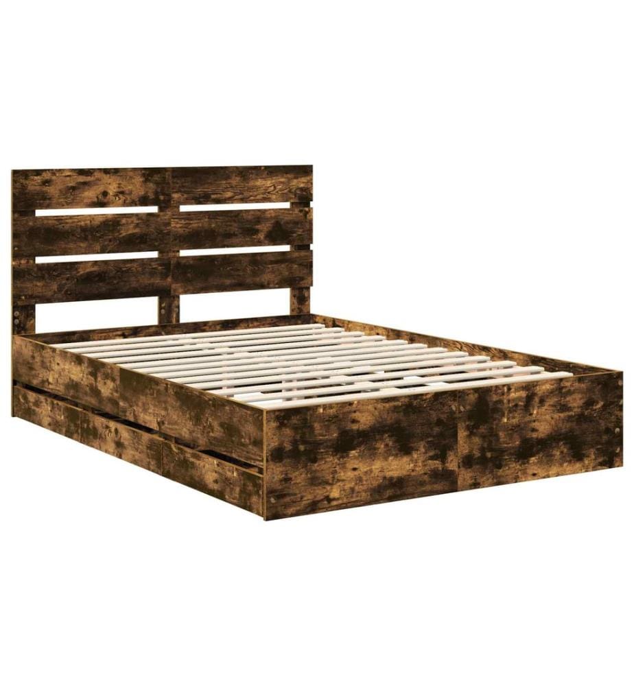 Cadre de lit Chêne fumé 140 x 190 cm Bois Ingénierie
