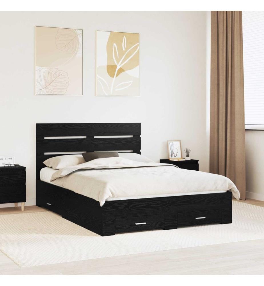 Cadre de lit Chêne noir 140 x 190 cm Bois d'ingénierie