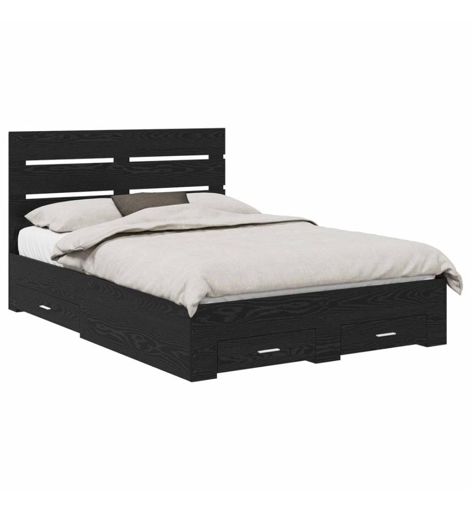 Cadre de lit Chêne noir 140 x 190 cm Bois d'ingénierie