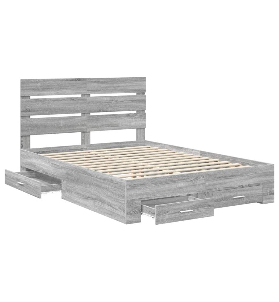Cadre de lit Gris Sonoma 140 x 190 cm Bois d'ingénierie