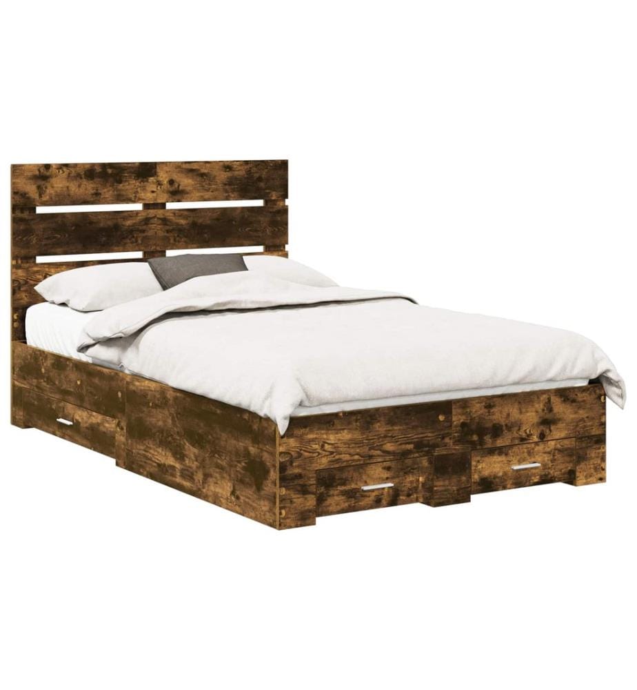Cadre de lit Chêne fumé 120 x 190 cm Bois d'ingénierie
