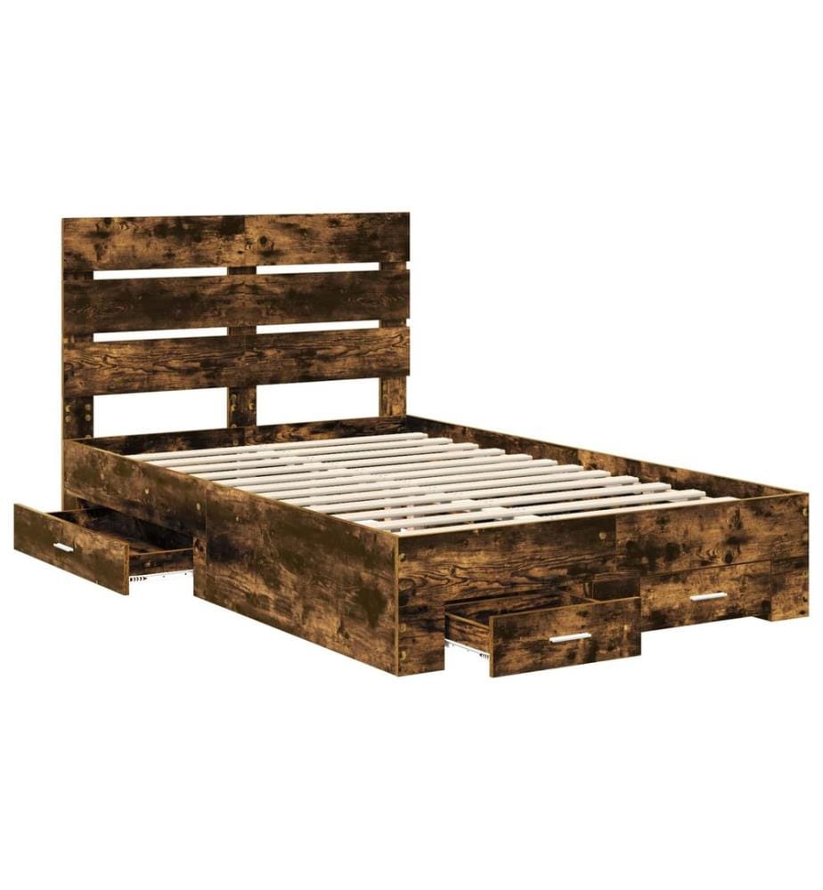 Cadre de lit Chêne fumé 120 x 190 cm Bois d'ingénierie
