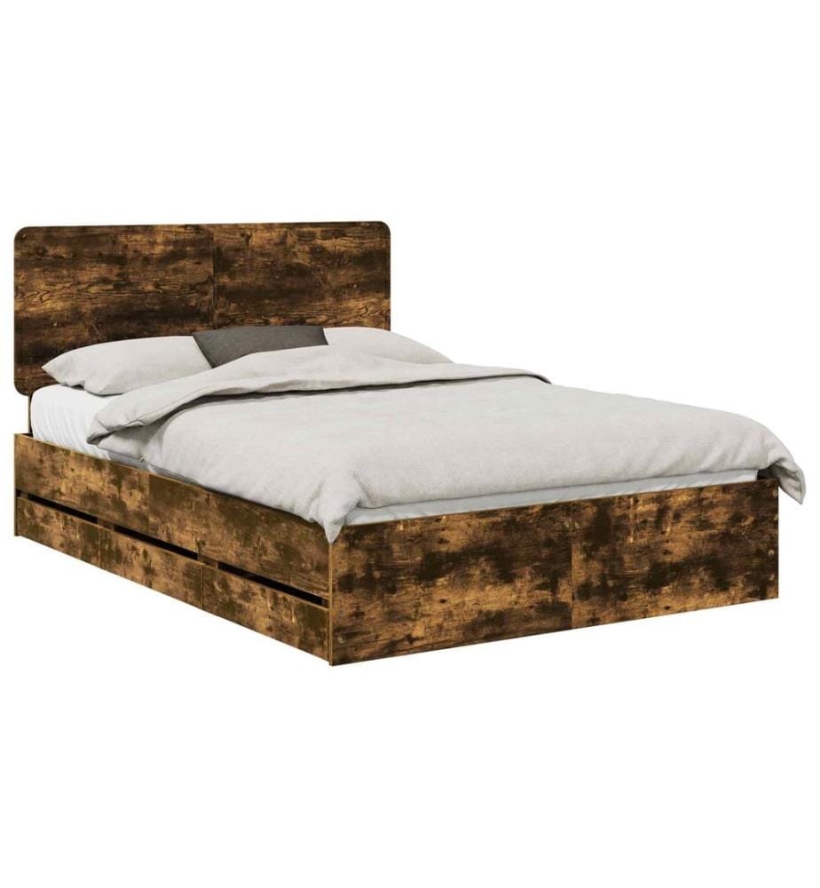 Cadre de lit Chêne fumé 140 x 190 cm Bois Ingénierie