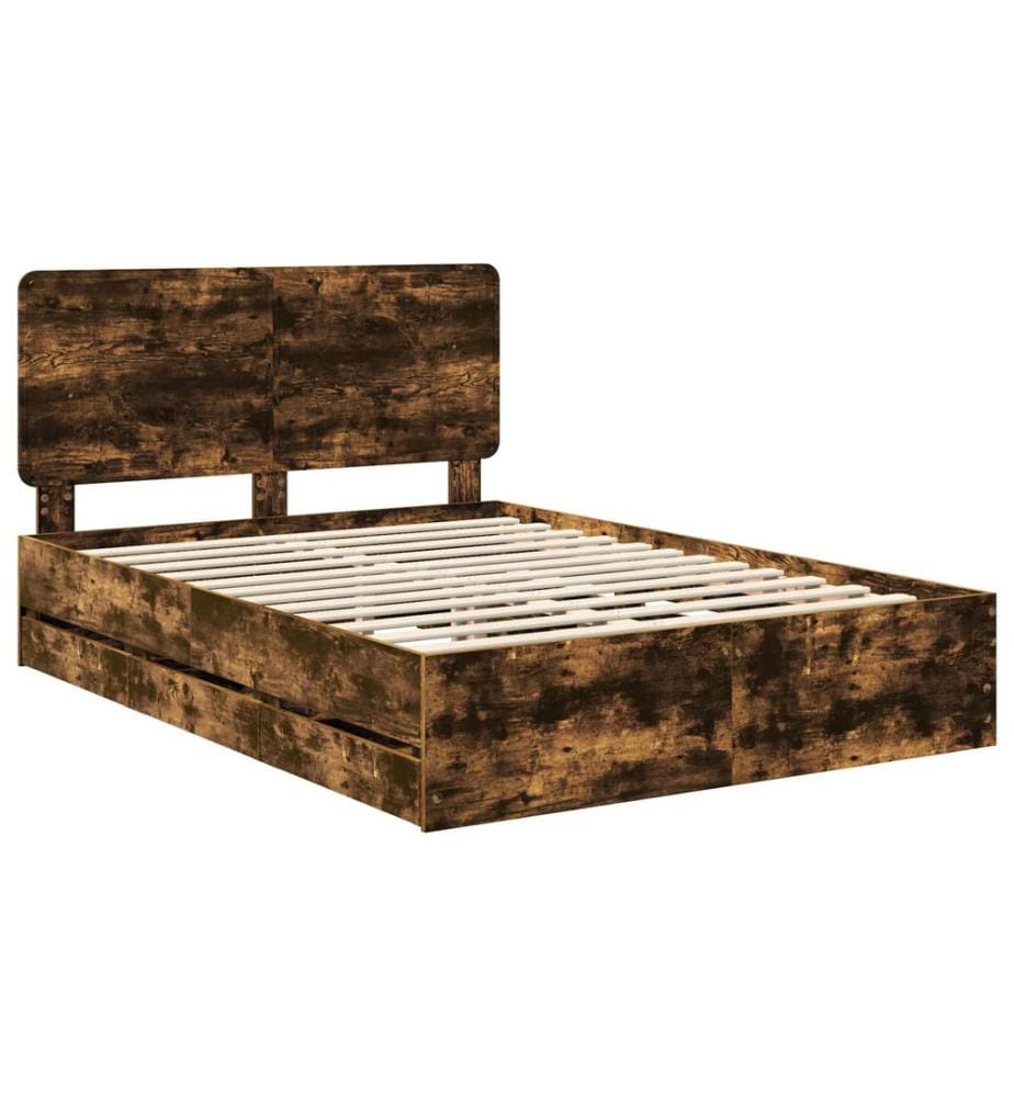 Cadre de lit Chêne fumé 140 x 190 cm Bois Ingénierie