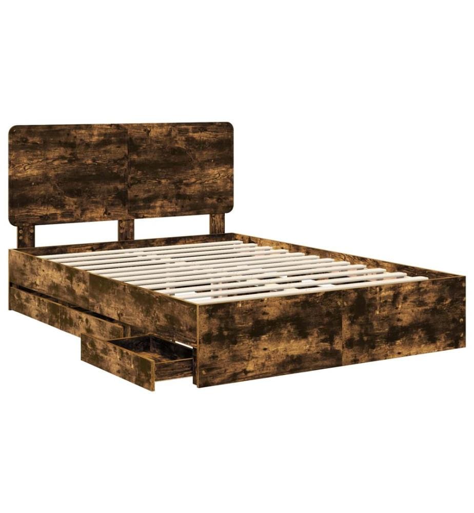 Cadre de lit Chêne fumé 140 x 190 cm Bois Ingénierie