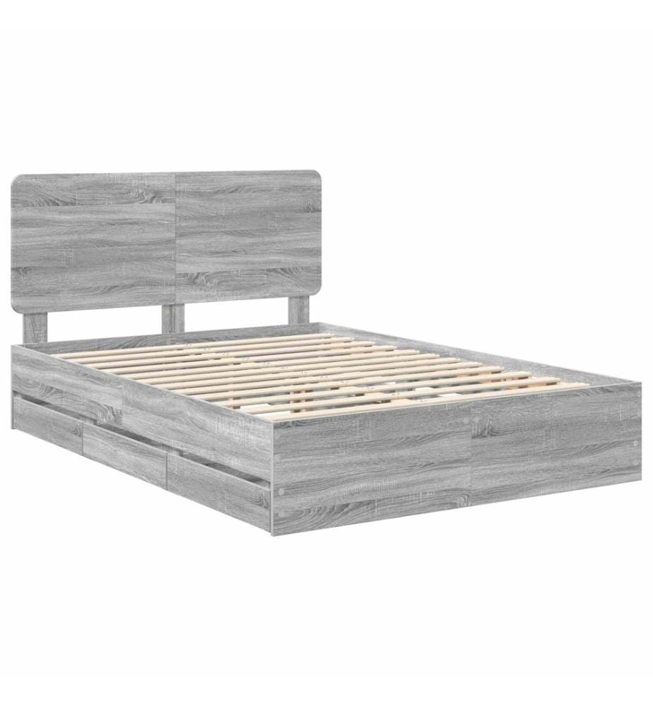 Cadre de lit Gris Sonoma 140 x 190 cm Bois Ingénierie