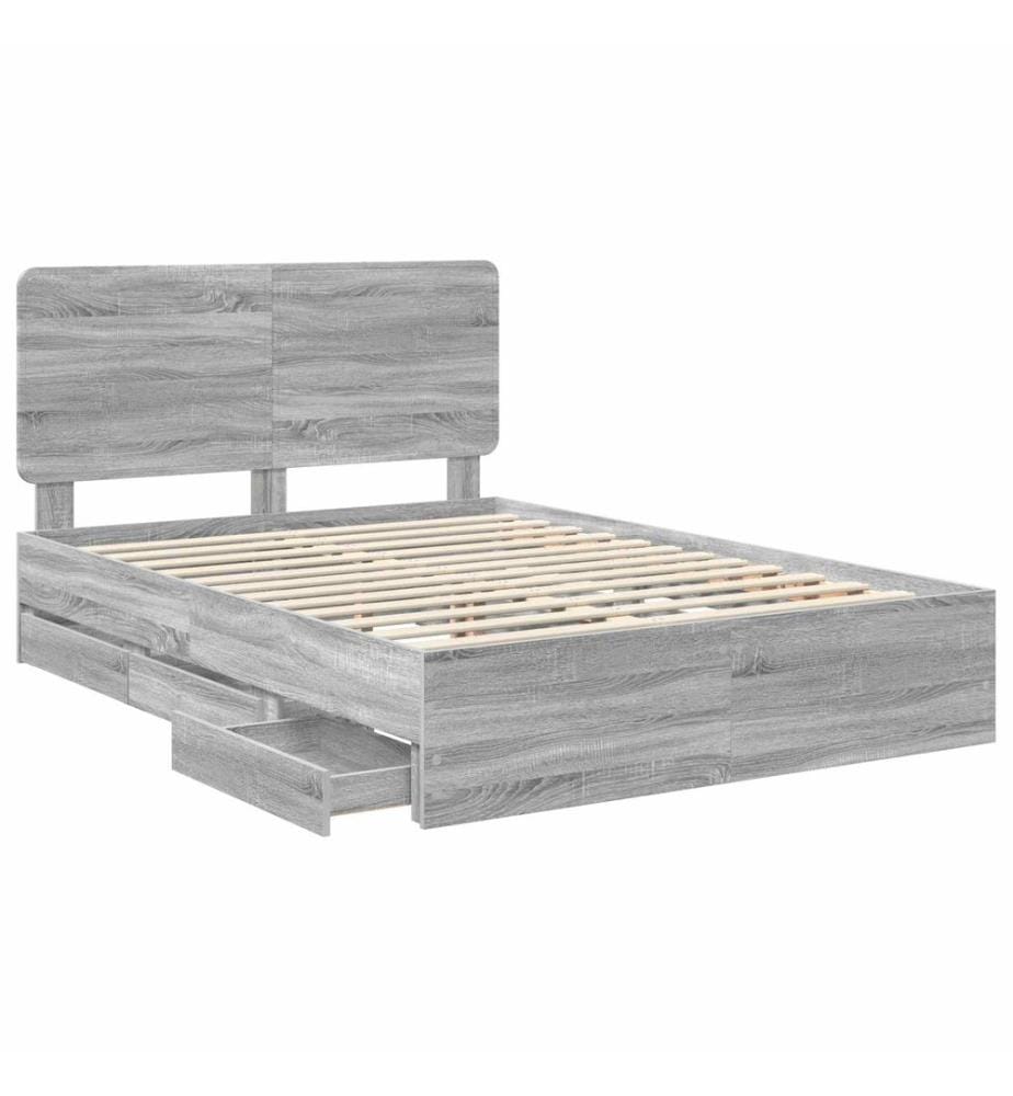 Cadre de lit Gris Sonoma 140 x 190 cm Bois Ingénierie