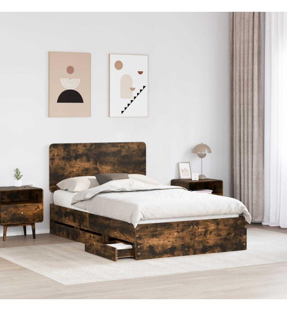 Cadre de lit Chêne fumé 120 x 190 cm Bois Ingénierie
