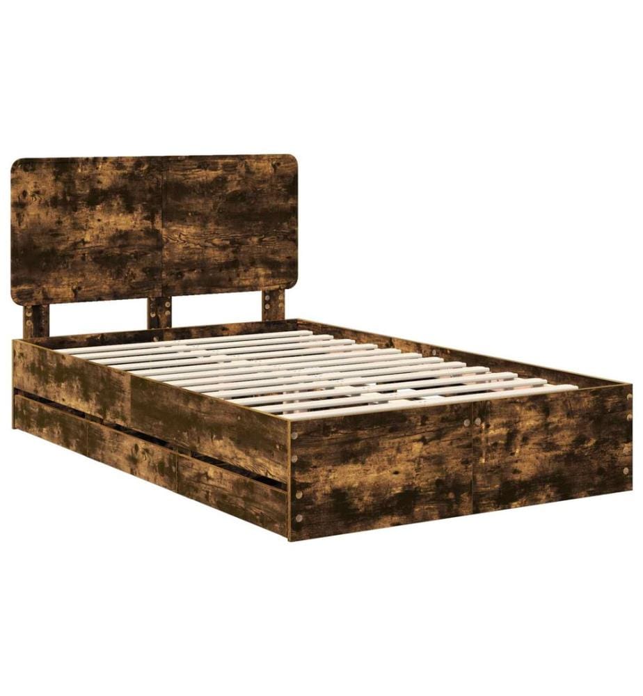 Cadre de lit Chêne fumé 120 x 190 cm Bois Ingénierie