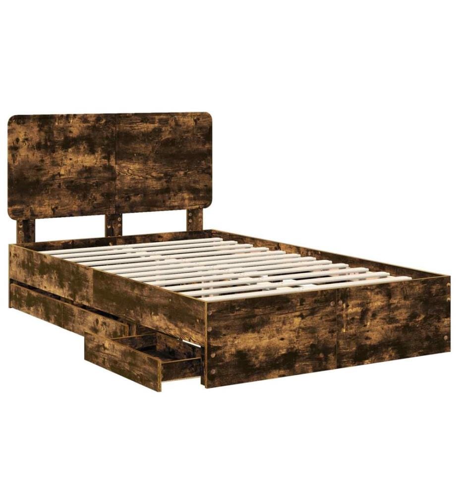 Cadre de lit Chêne fumé 120 x 190 cm Bois Ingénierie