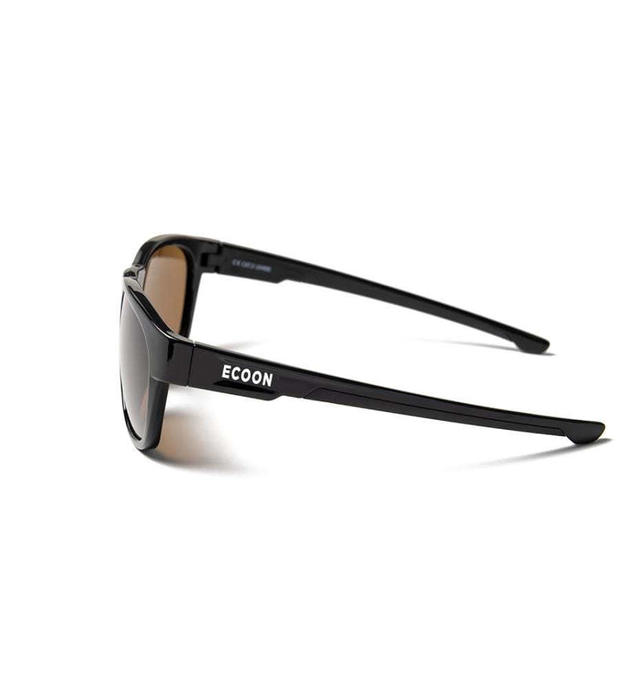Sport sunglasses - Glossy black frame with brown lenses