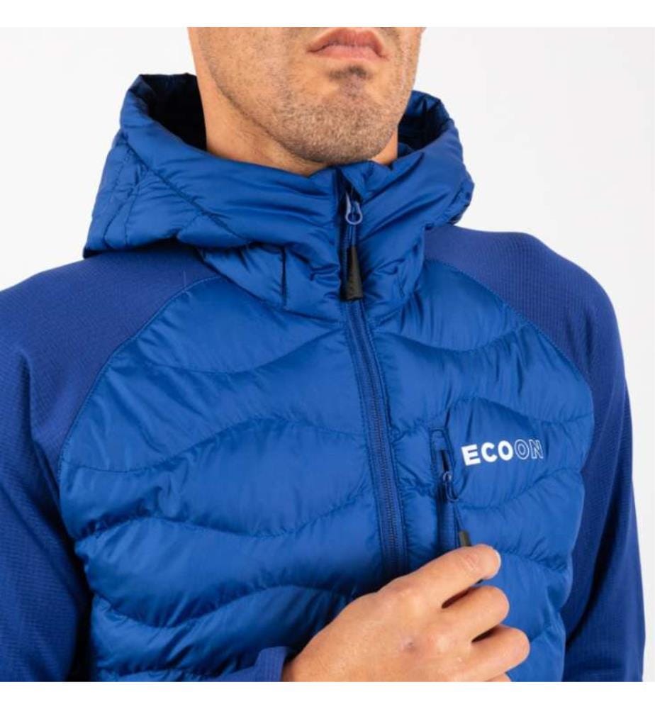 Giacca isolante ibrida Ecoactive con cappuccio - Blu