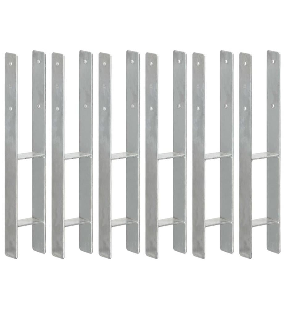 Pfostenträger 6 Stk. Silbern 9×6×60 cm Verzinkter Stahl