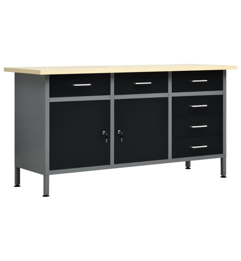 Arbeitstisch Schwarz 160 x 60 x 85 cm Stahl
