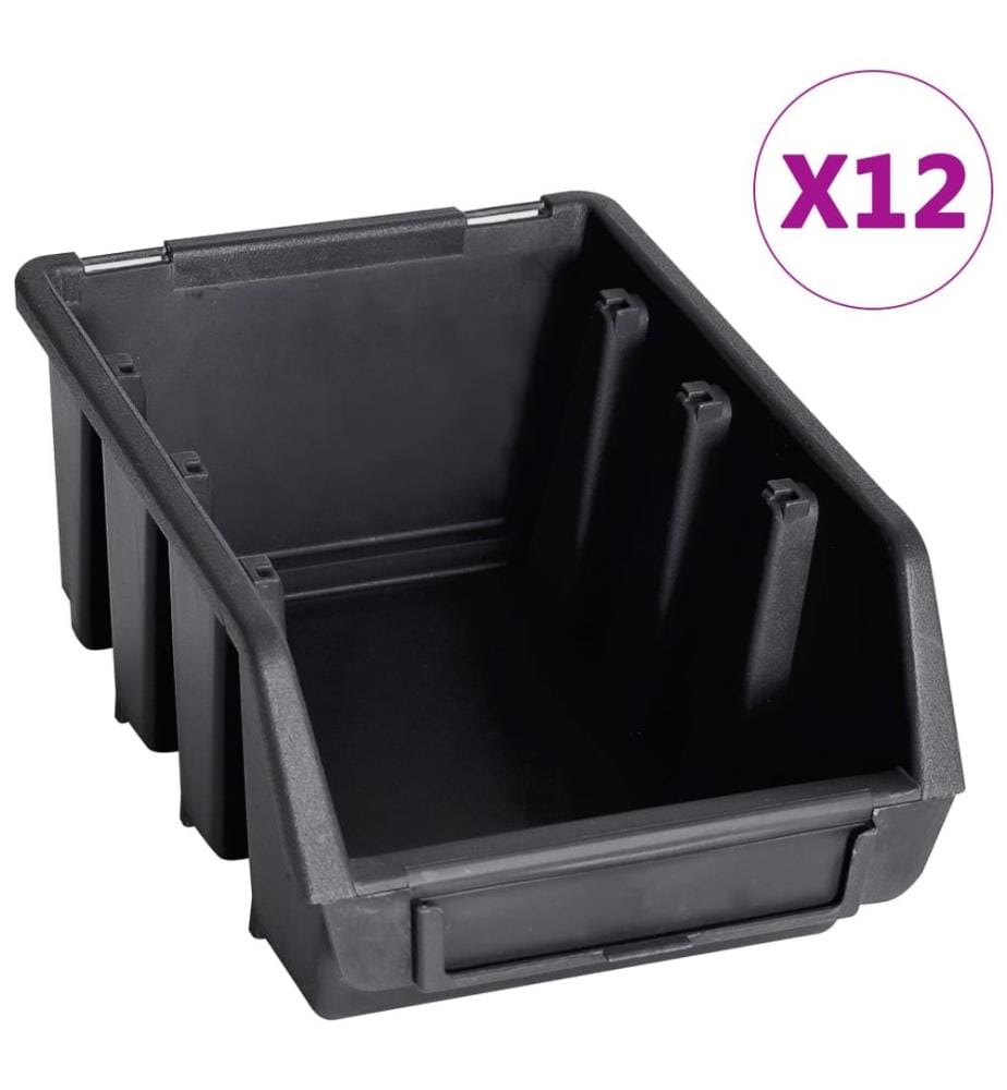 32-tlg. Sichtlagerkasten-Set mit Wandhalterung Rot und Schwarz
