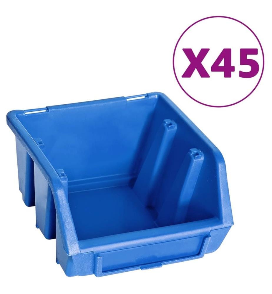 48tlg. Behälter-Set für Kleinteile mit Wandplatten Blau Schwarz