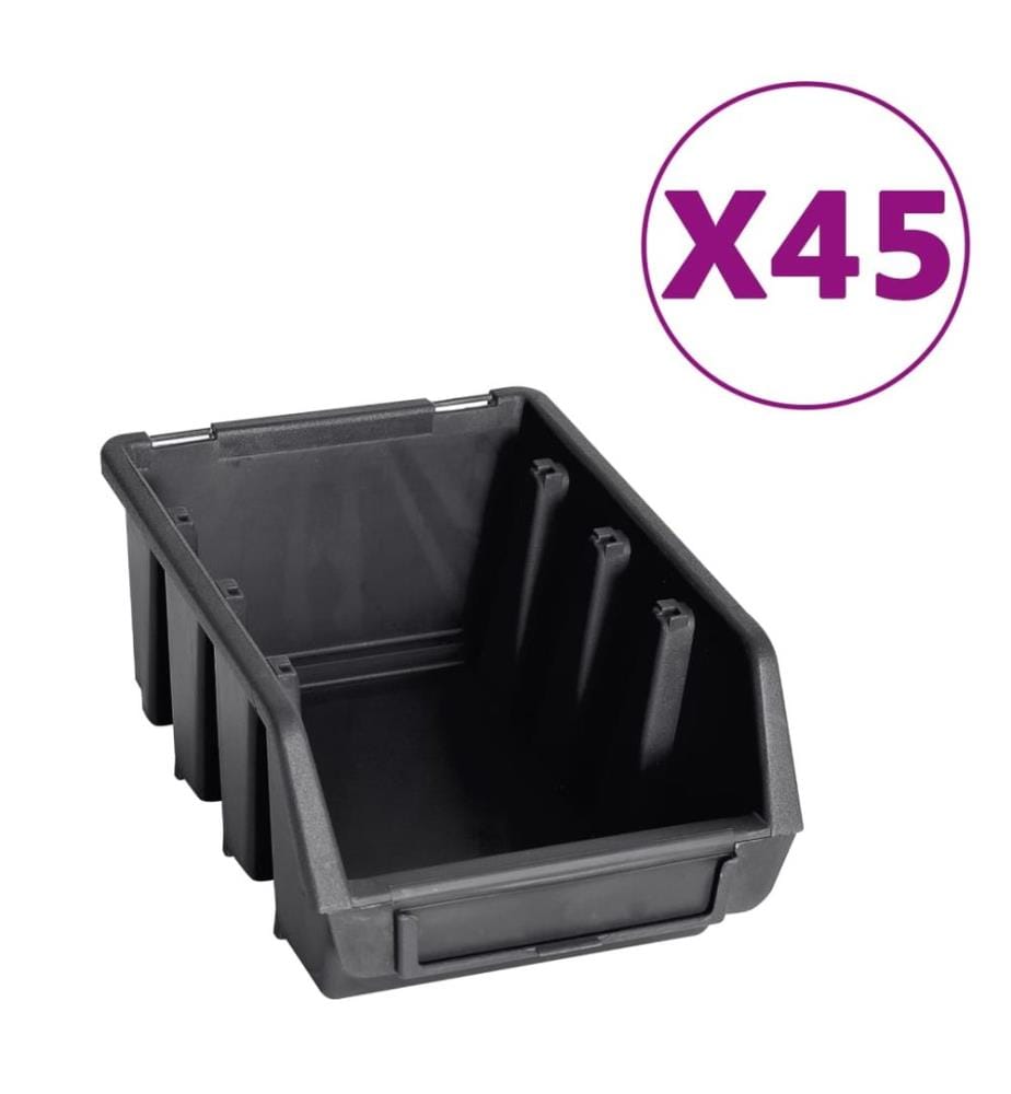 96-tlg. Behälter-Set für Kleinteile mit Wandplatten Rot Schwarz