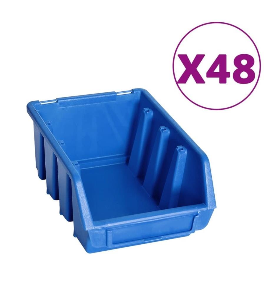 128-tlg. Behälter-Set für Kleinteile mit Wandplatten Blau