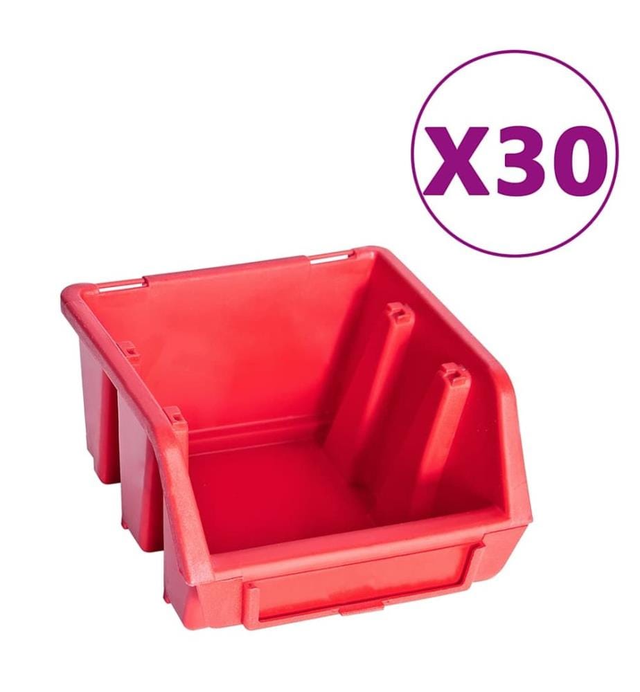 136-tlg. Werkzeugwand mit Sichtlagerkästen Rot und Schwarz