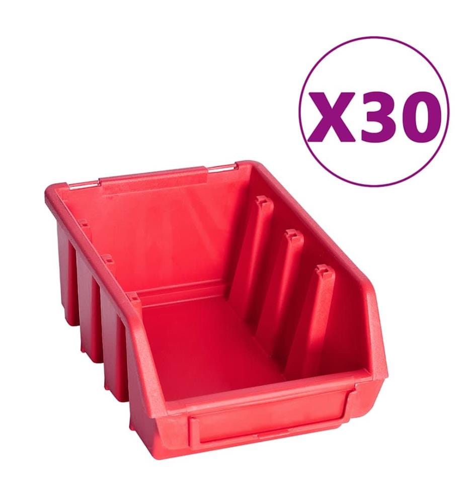 136-tlg. Werkzeugwand mit Sichtlagerkästen Rot und Schwarz