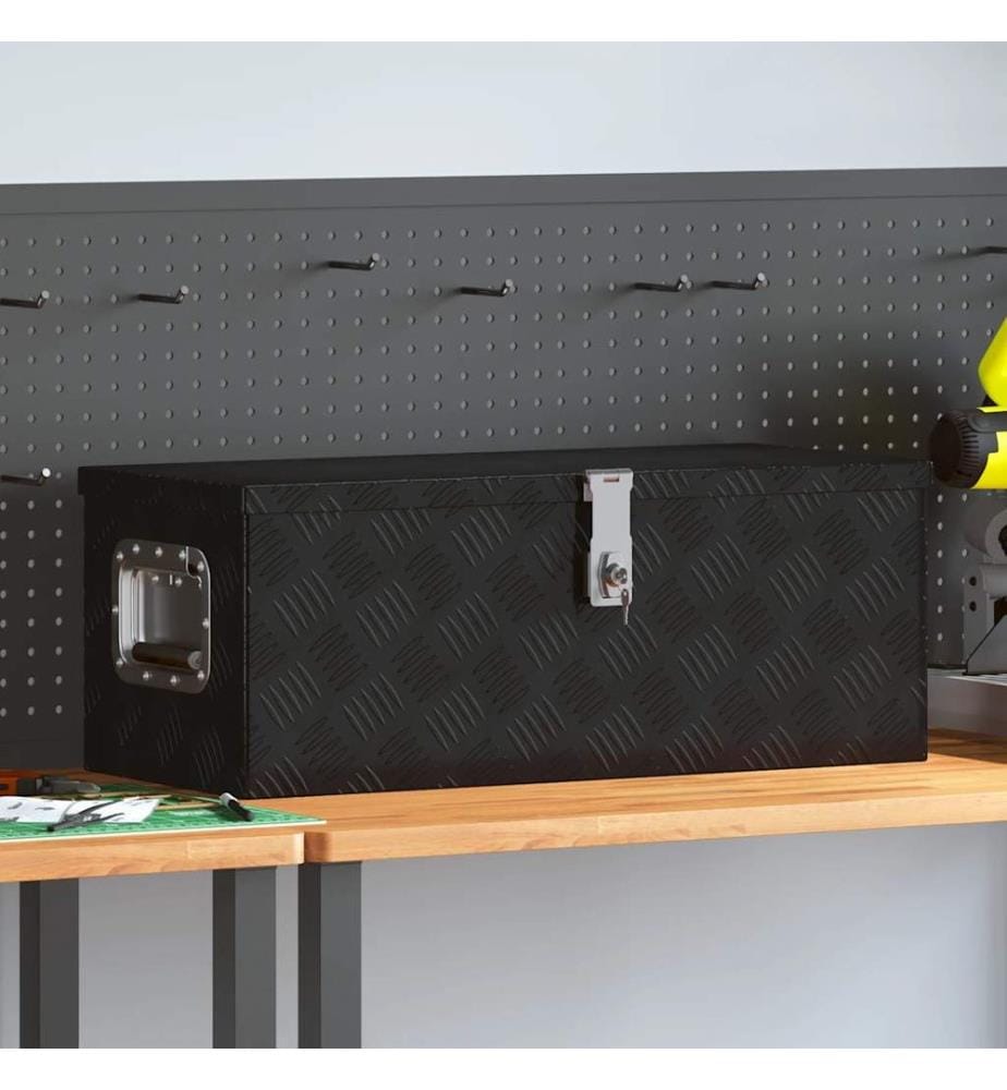 Boîte de rangement Noir 70x31x27 cm Aluminium
