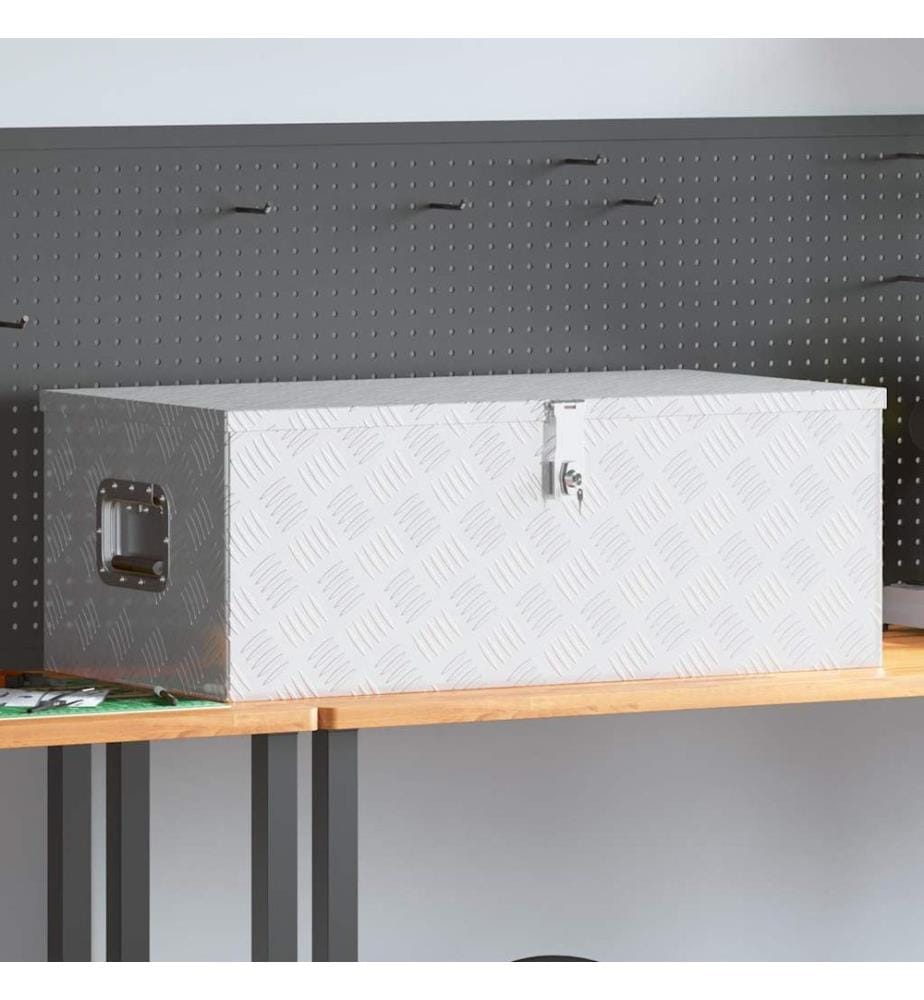 Boîte de rangement Argenté 90x47x33,5 cm Aluminium