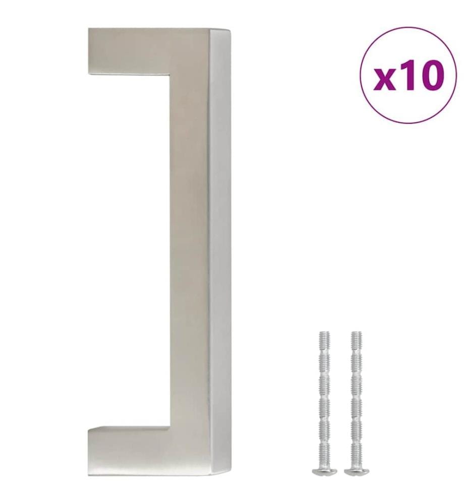 Möbelgriffe 10 Stk. Silbern 96 mm Edelstahl
