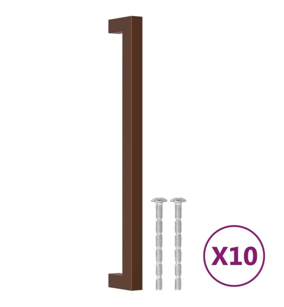 Poignées d'armoire 10 pcs bronze 224 mm acier inoxydable