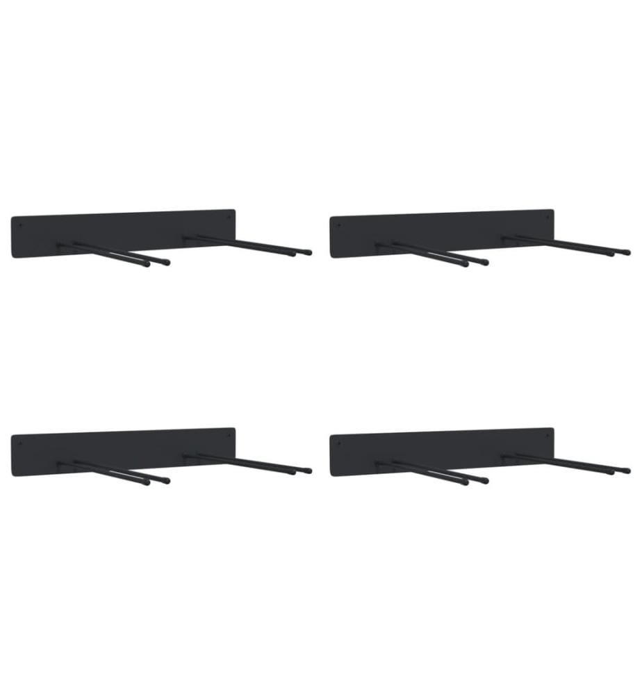 Supports muraux pour outils de jardin 4 pcs noir acier