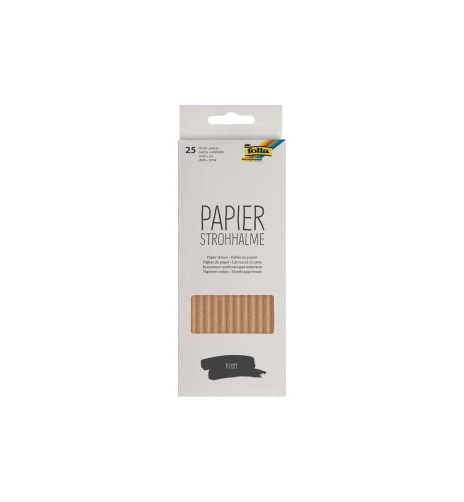 FOLIA - Paille Papier, 25 pièces, Kraft