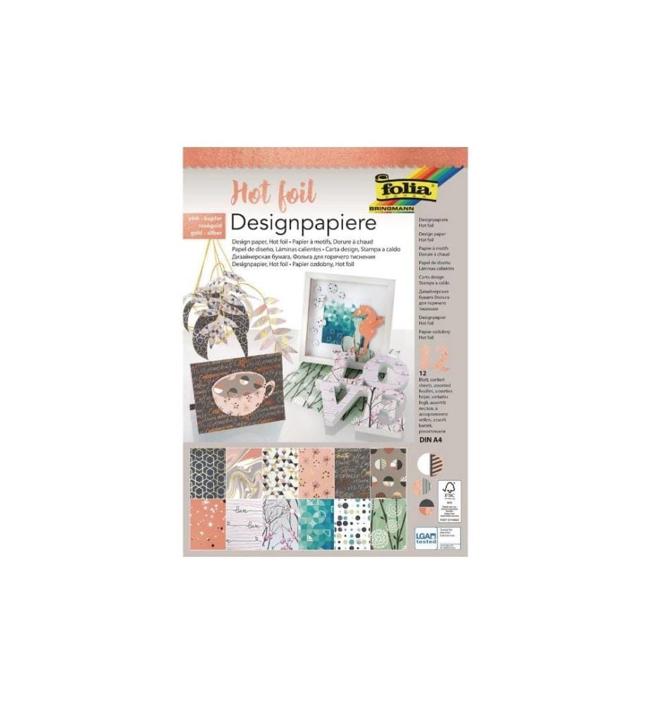 FOLIA - Designpapier Hot foil 3 A4, 12 Blatt